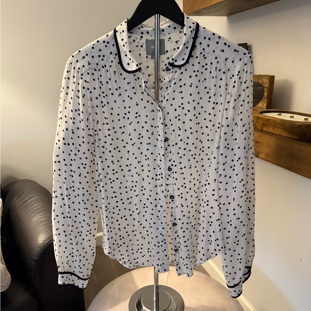 White and Black Polka Dot Blouse